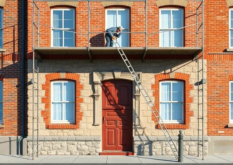 Ravalement de façade en pierre, nettoyage et application d'enduit